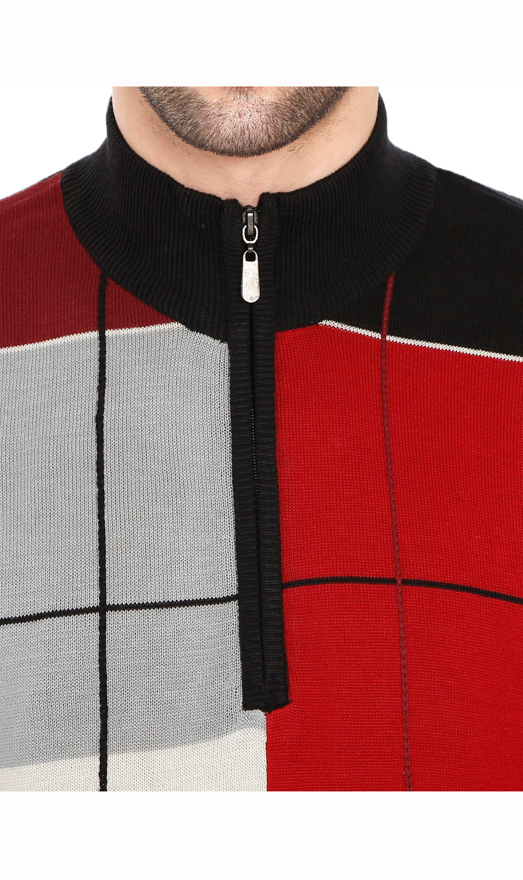 Men's Color Block Quarter Zip Sweater Sporty Knit Pullover
