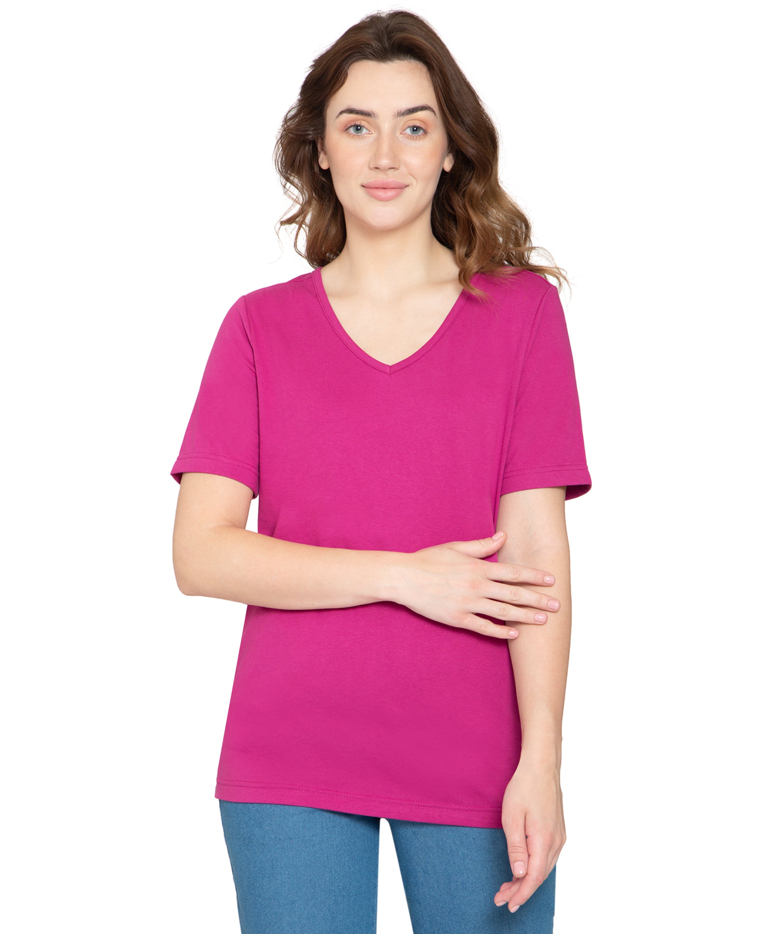 Women's Short Sleeve V-Neck T-Shirt Wrinkle Resistant Tee