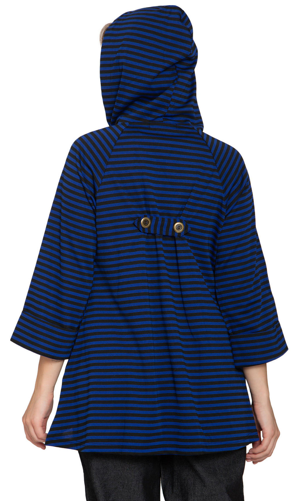 Women's Striped Zip Front High Low Hooded Jacket - Relaxed Knit