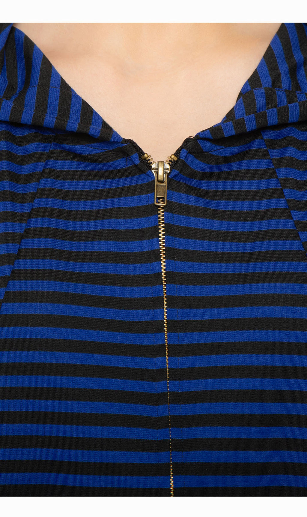 Women's Striped Zip Front High Low Hooded Jacket - Relaxed Knit