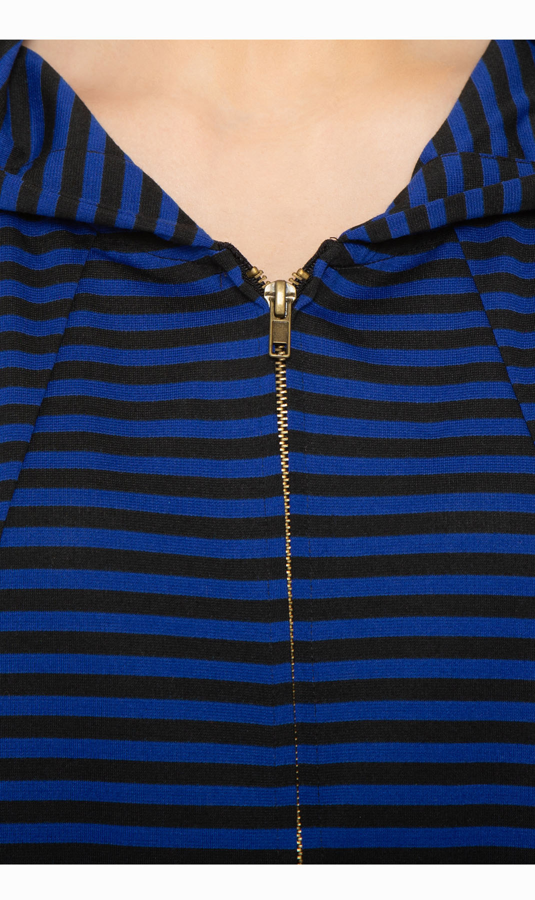 Women's Striped Zip Front High Low Hooded Jacket - Relaxed Knit