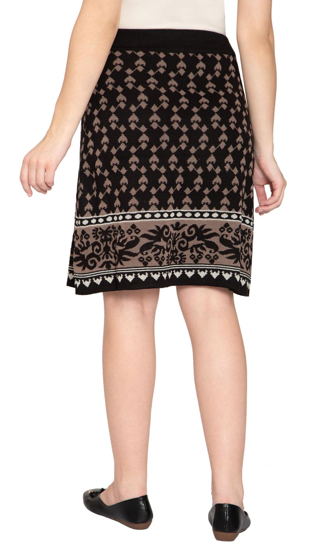 Women's Jacquard Knit Sweater Skirt - Knee Length Geometric Print