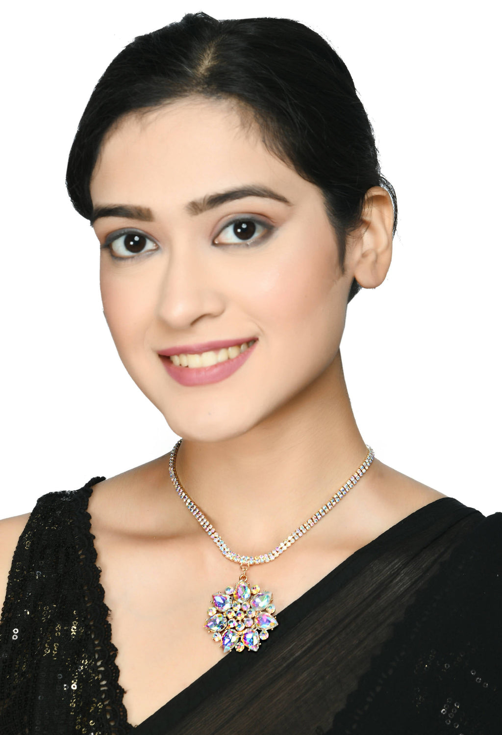 Statement AD Stone Long Necklace with Gold-Polished Finish