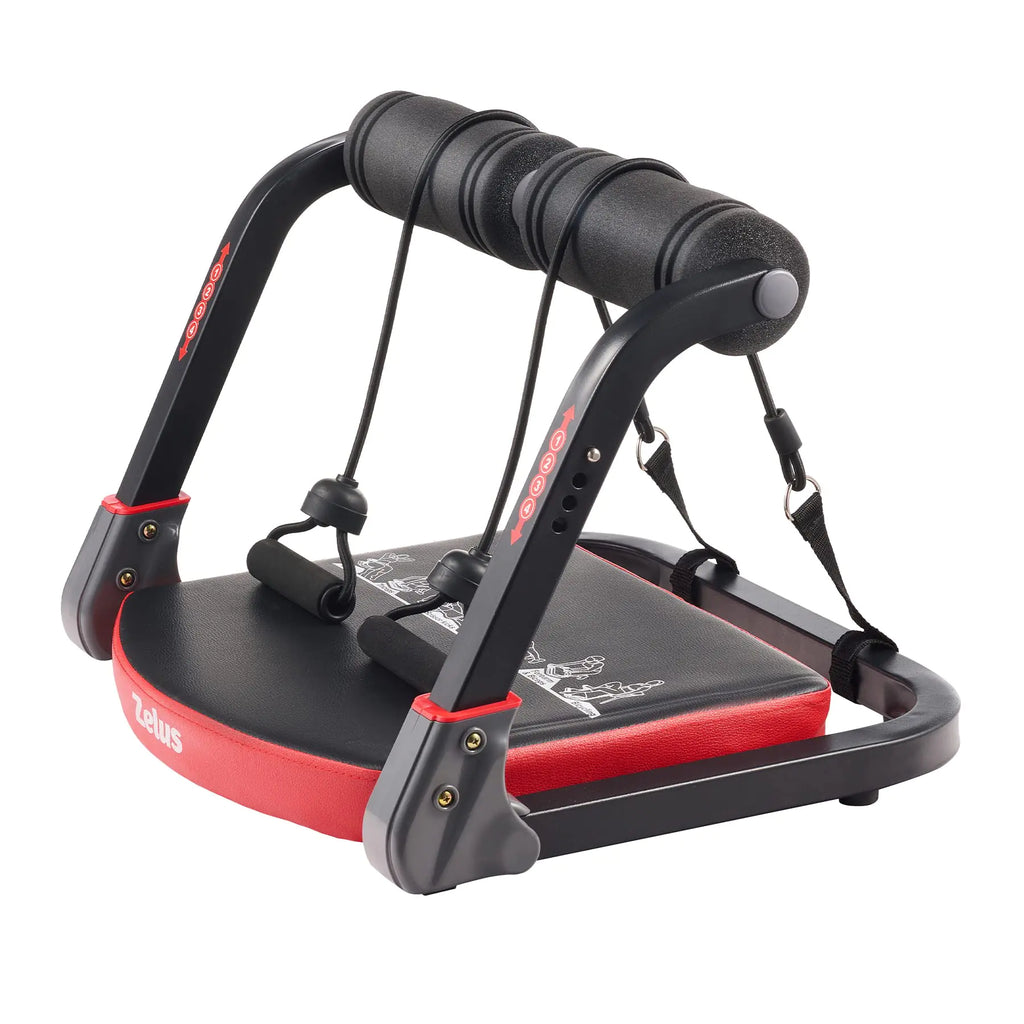 ZELUS Ab Machine with Resistance Bands for Home Gym 2 in 1 Ab Workout Equipment with Rebound Assist 4 Intensities Core Strength Trainer Whole Body Exercise Fitness Equipment for Home Workouts