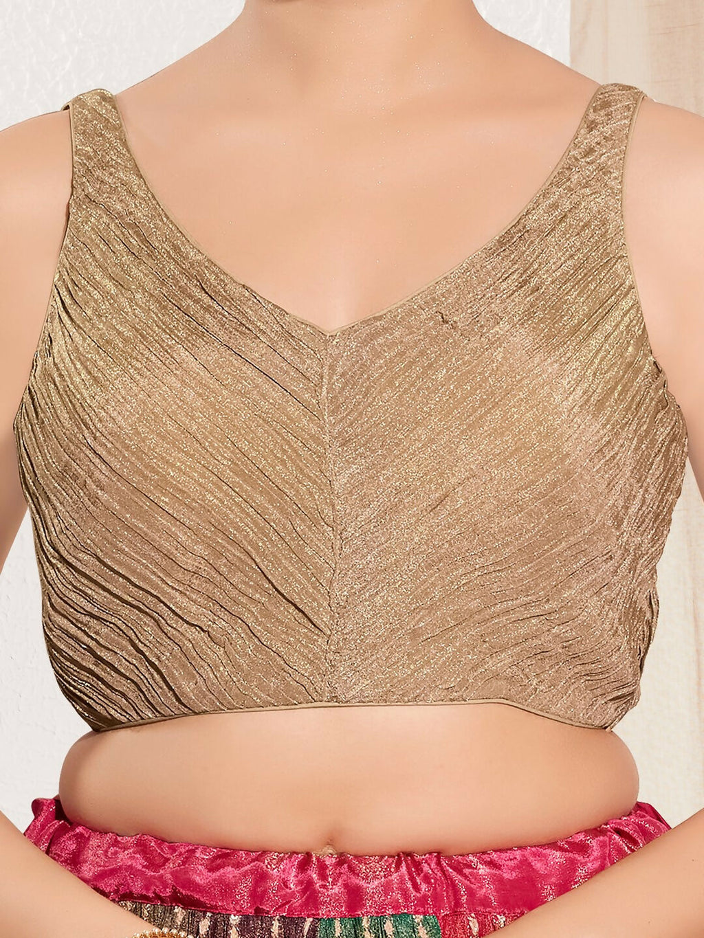 Joban Fashion Wood Tissue Padded Blouse With Sweetheart Neck Sleeveless