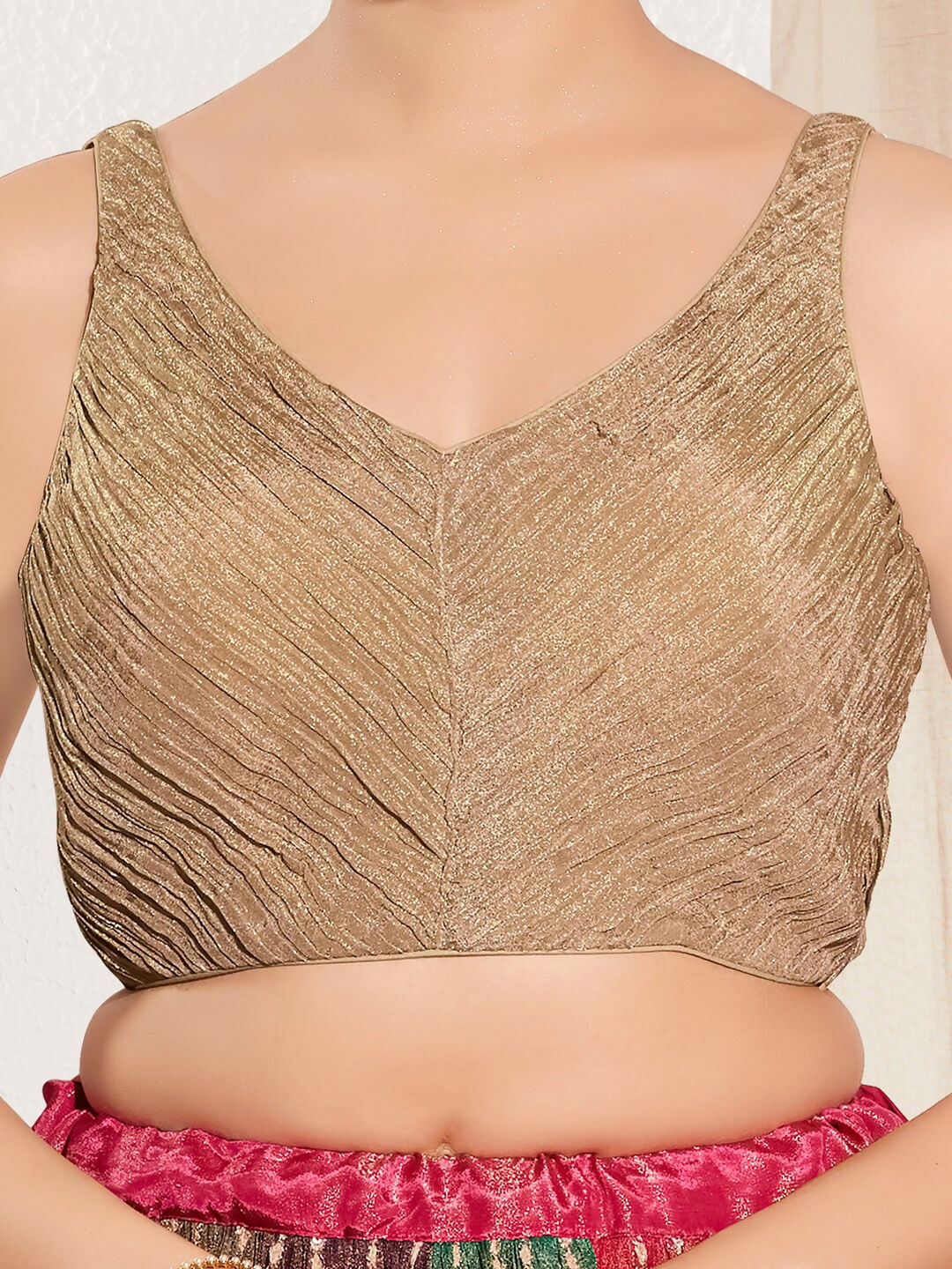 Joban Fashion Wood Tissue Padded Blouse With Sweetheart Neck Sleeveless