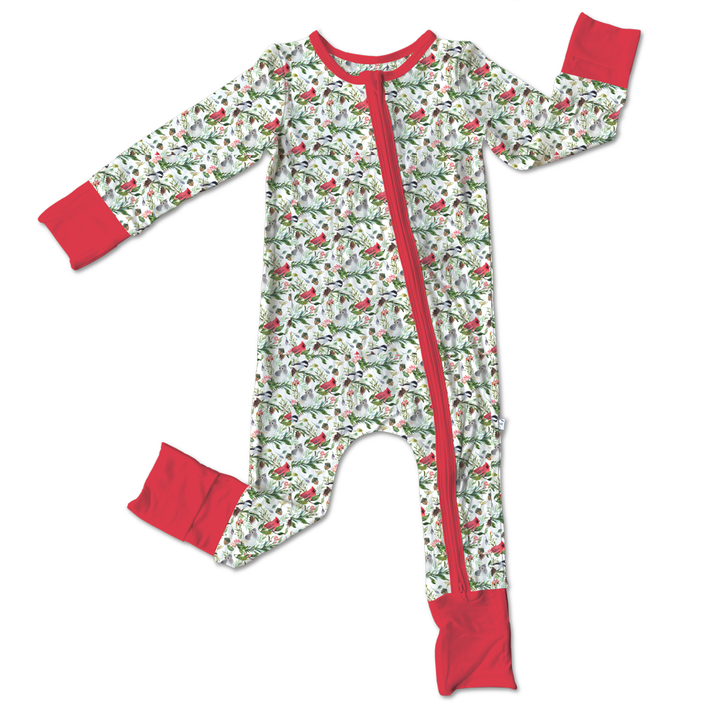 Paisley Cardinals Bamboo Convertible Footie (Pre-Order)