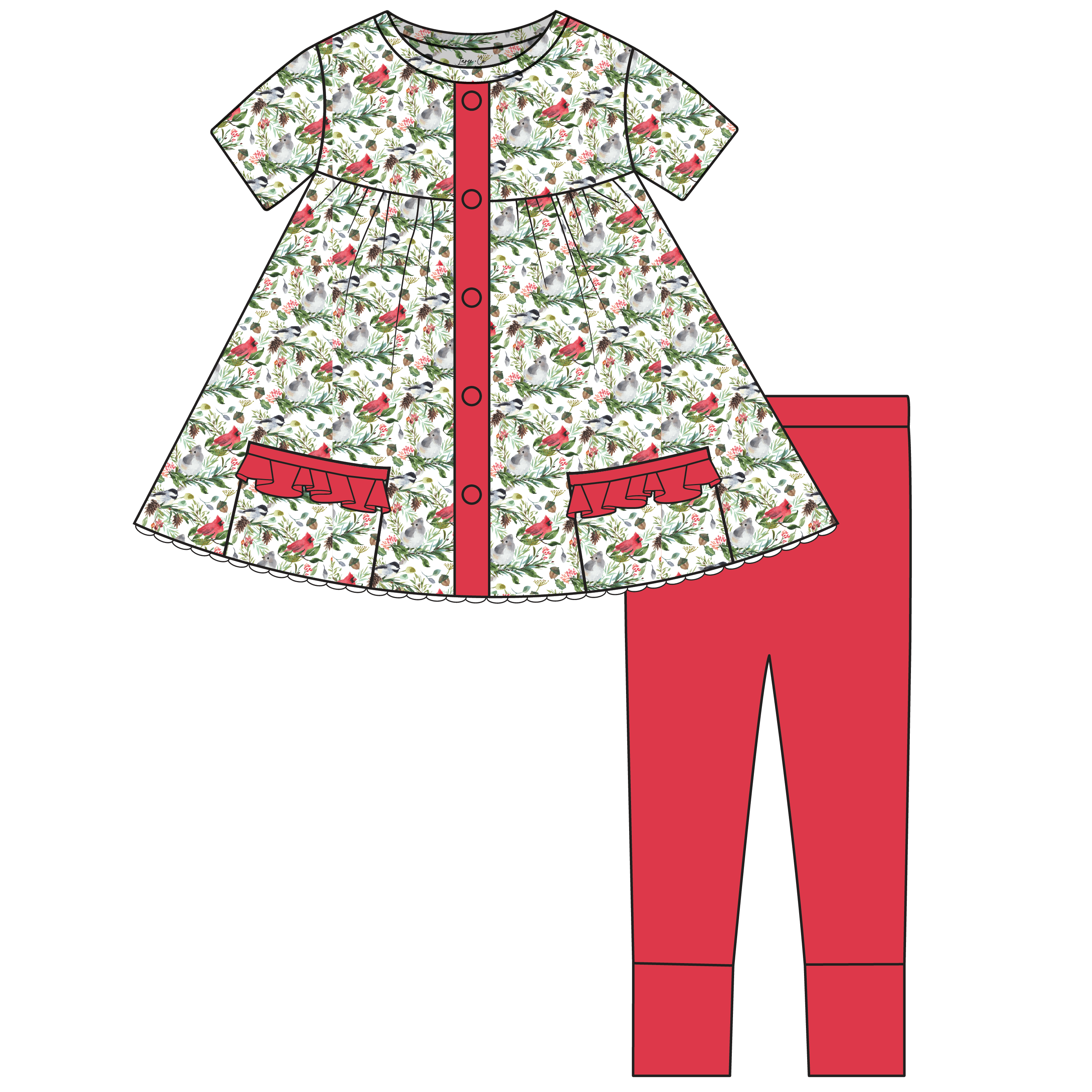 Paisley Cardinals Short Sleeve Tunic + Legging Set (Pre-Order)