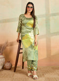 Mahendi Green Printed Cotton Rayon Kurta Pant Set