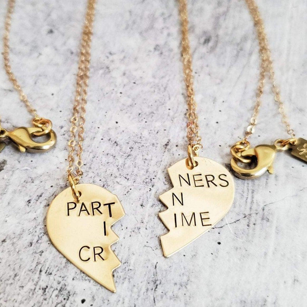 PARTNERS IN CRIME Broken Heart Friendship Necklaces