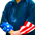 Brella Navy Blue Rain Jacket w/ Stars + Stripes Snap-on Sleeves Unisex