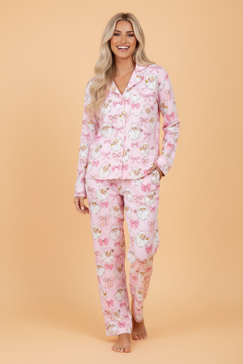 Christmas Santa Long Sleeve Top & Pants Pajama Set