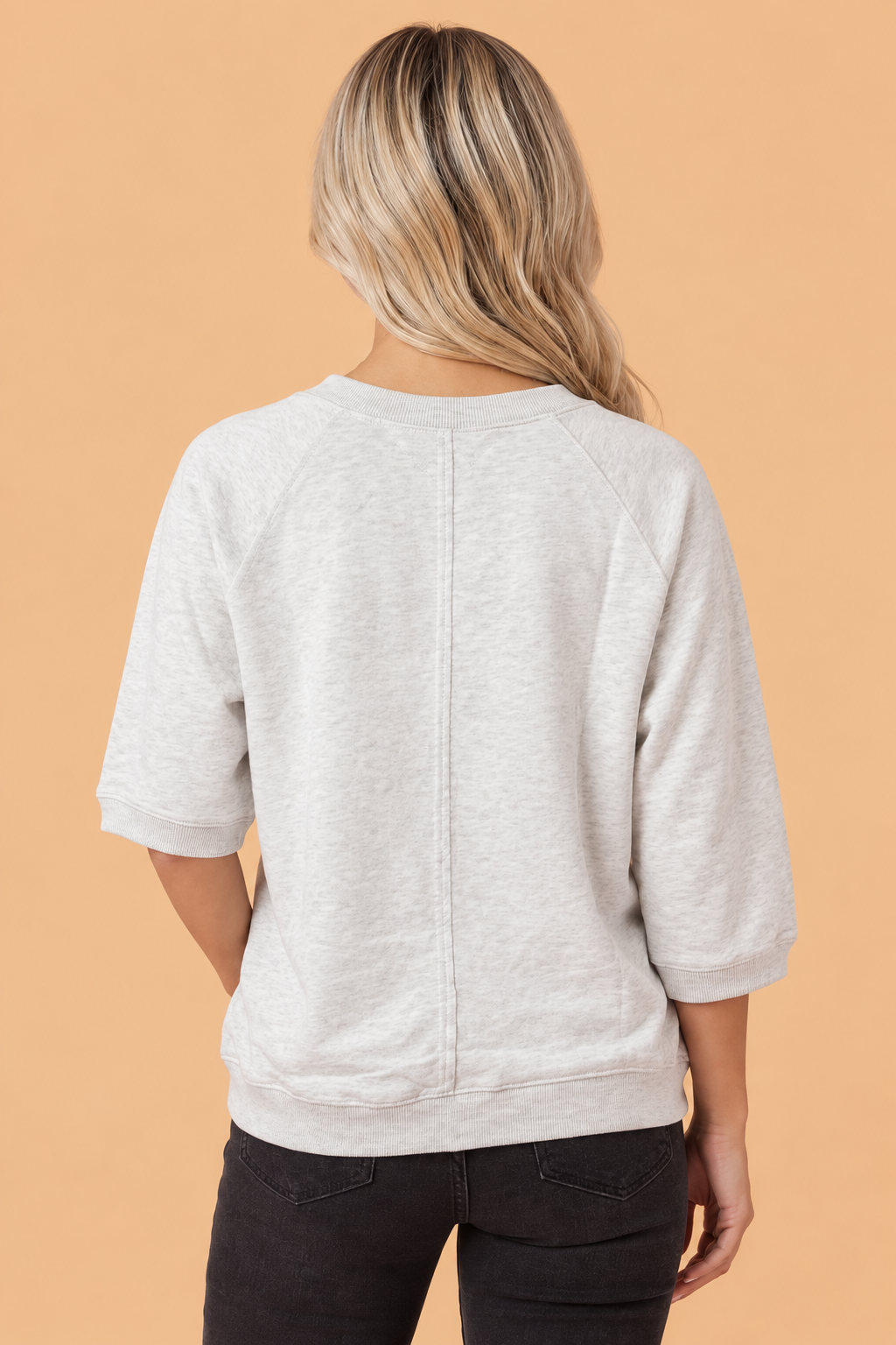 GOD IS GOOD Letter Patchwork 3/4 Sleeve Top