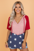 Women's Stars and Stripes Drawstring Hooded T-Shirt