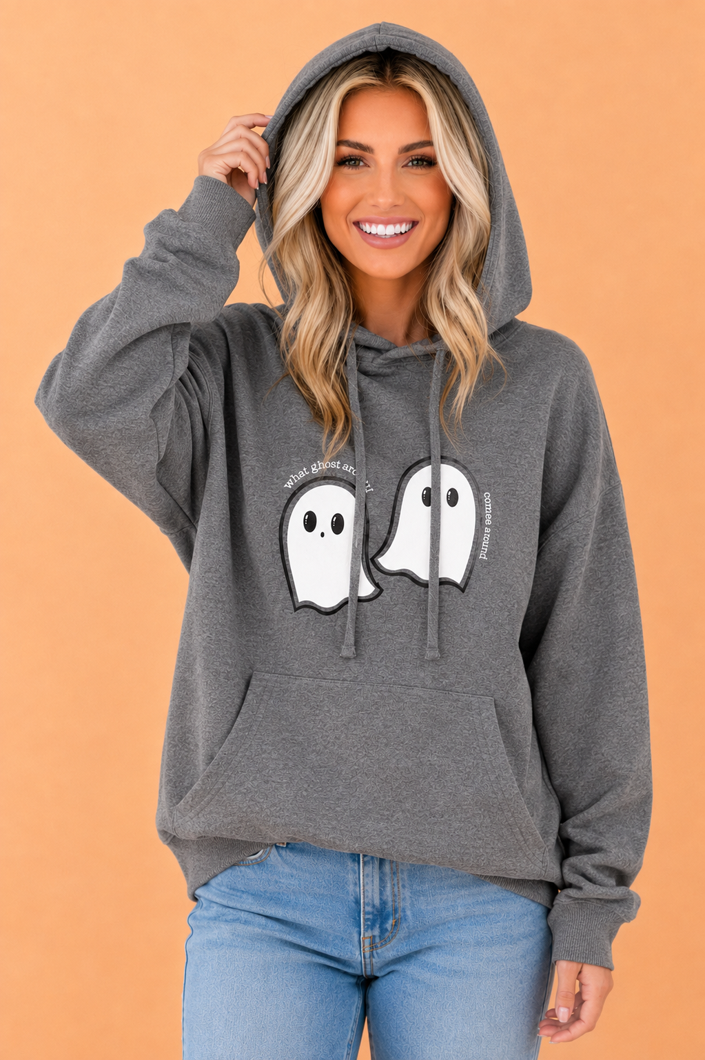 Halloween Ghost Graphic Print Oversize Hoodie