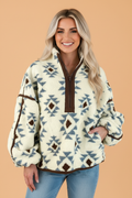 Western Geometric Sherpa Half Zip Sweatshirt