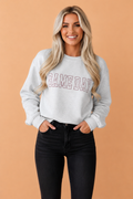 GAME DAY Letter Embroidered Round Neck Sweatshirt
