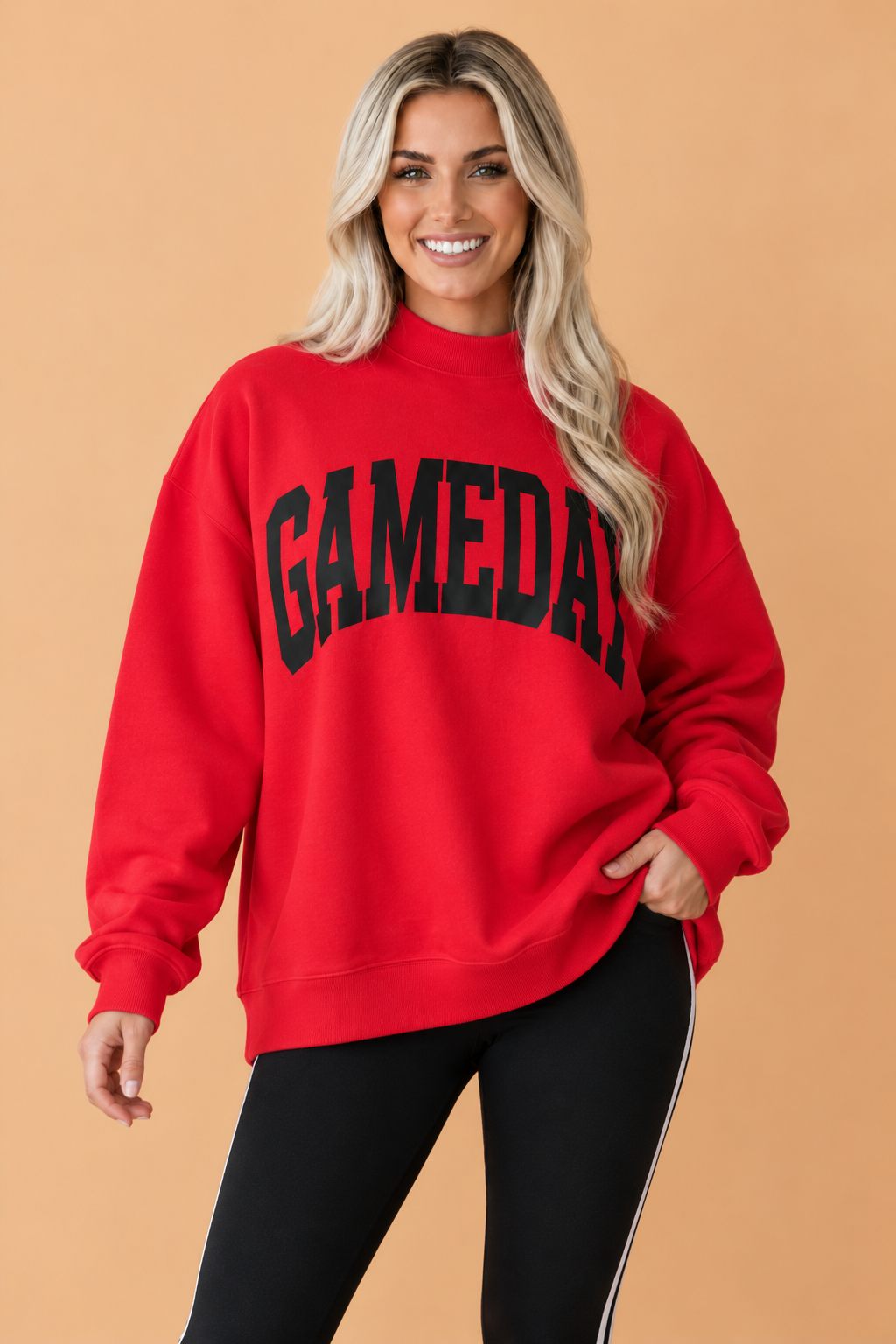 GAME DAY Checker Reversible Mock Neck Sweatshirt
