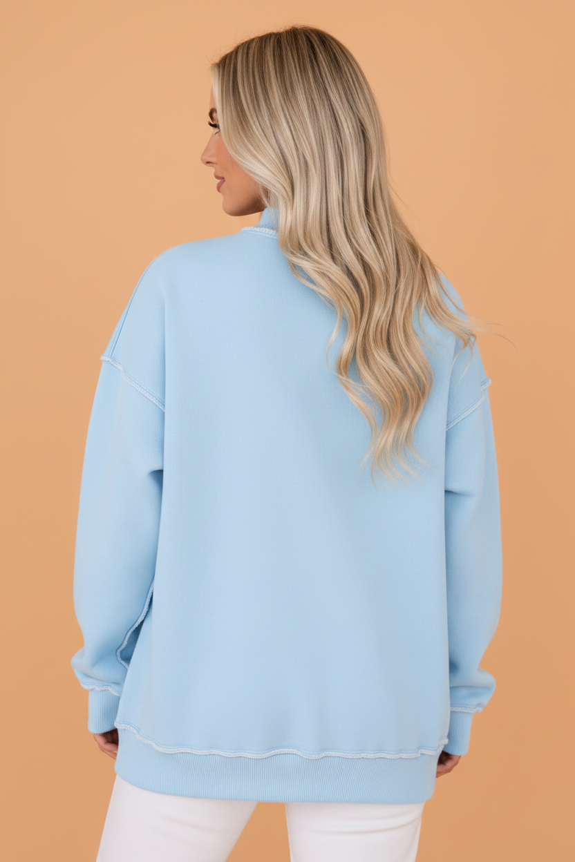 Jesus Saves Graphic Print Mock Neck Sweatshirt