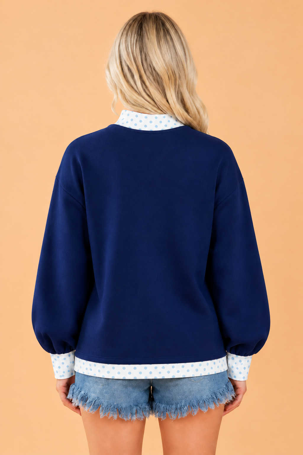 GRACE Polka Dot Letter Print Mock Neck Sweatshirt