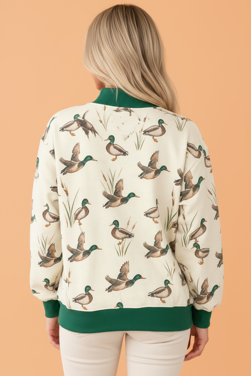 Mallard Colorblock Trim Mock Neck Sweatshirt