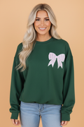Stripe Bow Graphic Print Drop Shoulder Oversized Sweatshirt