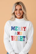Christmas MERRY AND BRIGHT Mock Neck Sweatshirt