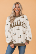 Mallard Letter Print Baggy Mock Neck Sweatshirt