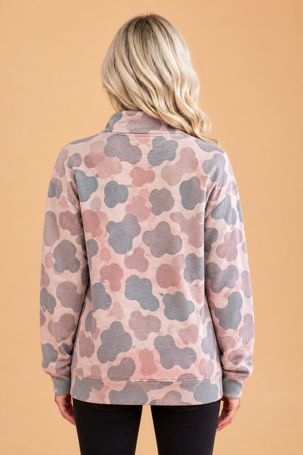 Camo Half Button Kangaroo Pocket Sweatshirt
