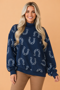 Western Horseshoe Graphic Mock Neck Sweatshirt