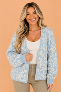 Leopard Long Sleeve Open Front V-Neck Cardigan