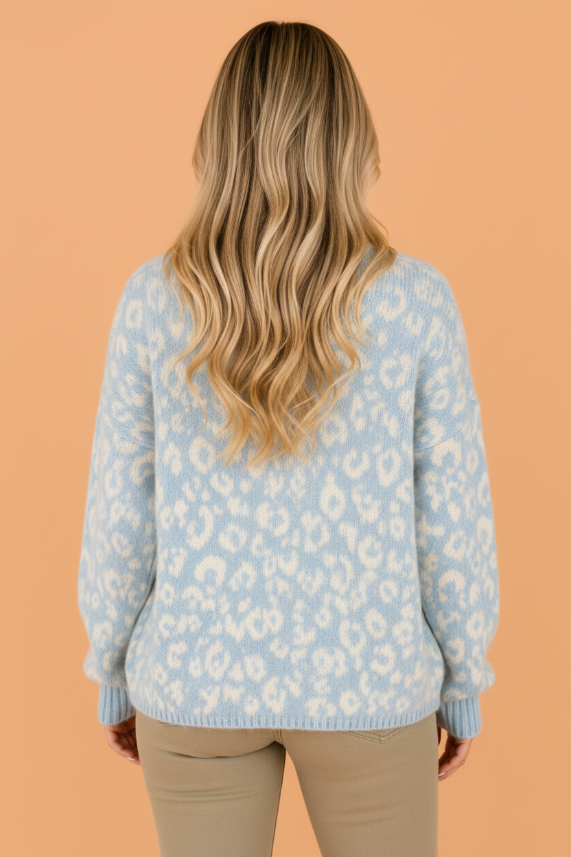 Leopard Long Sleeve Open Front V-Neck Cardigan