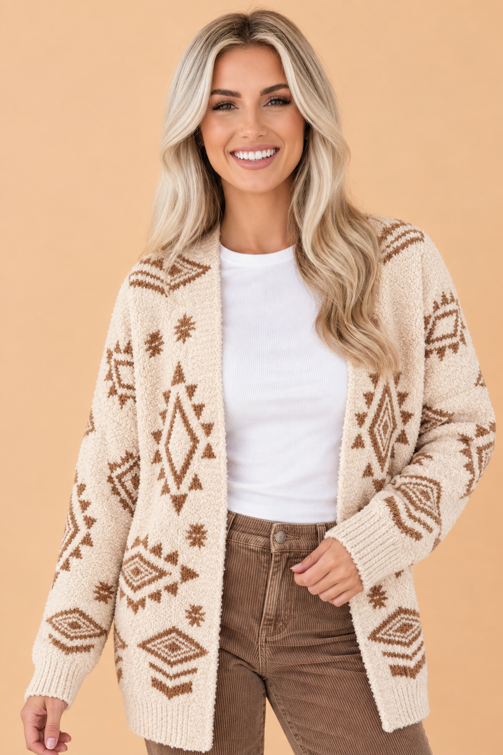 Western Aztec Open Front Tunic Cardigan