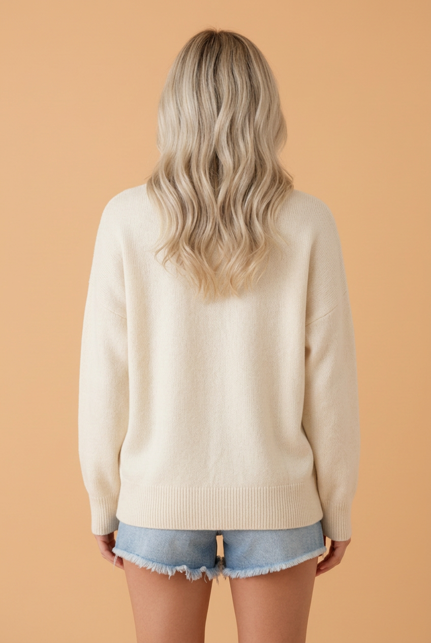 Jesus Textured Letter Print Long Sleeve Sweater