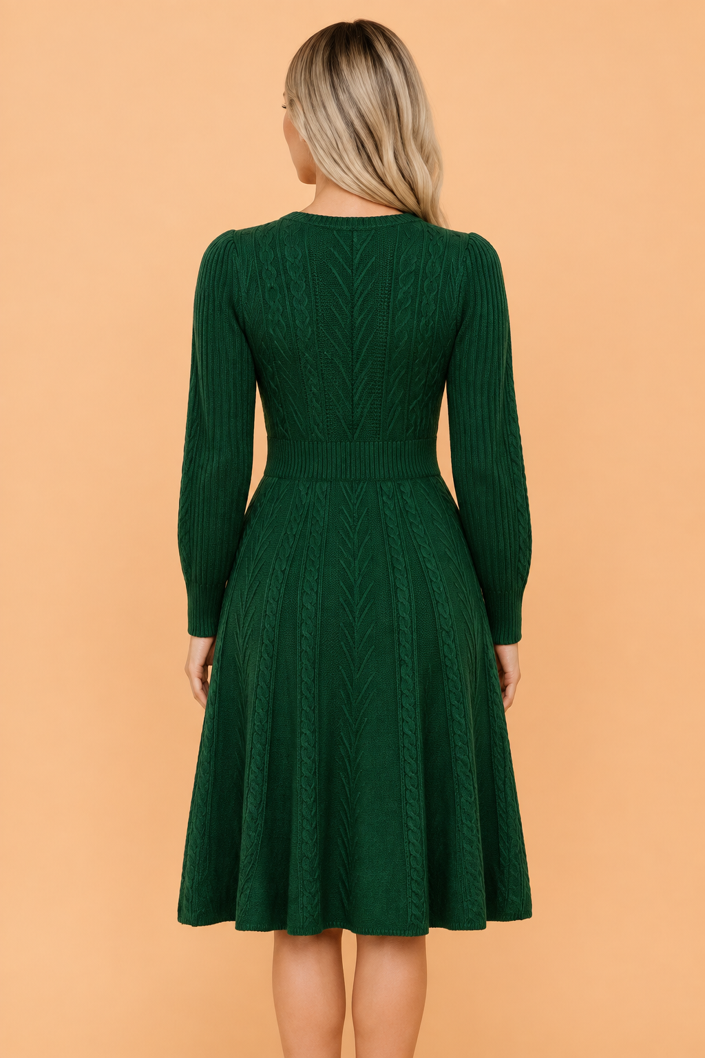Solid Bow Tie Cable Knit Mini Sweater Dress