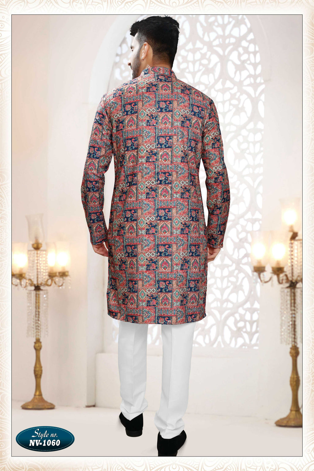 Men's Cream Rayon Kurta Set with All Over Thread and Sequence Work