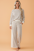 Stripe Colorblock Long Sleeve Top & Drawstring Pants Set