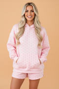 Polka Dot Kangaroo Pocket Hoodie & Shorts Set