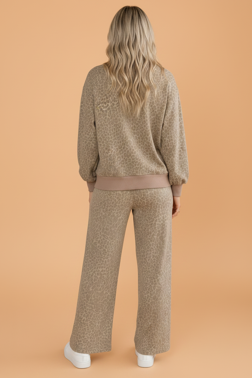 Leopard Star Patch Long Sleeve Top & Pants Set