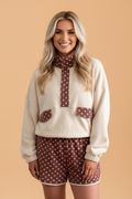 Polka Dot Patchwork Pullover & Shorts Set