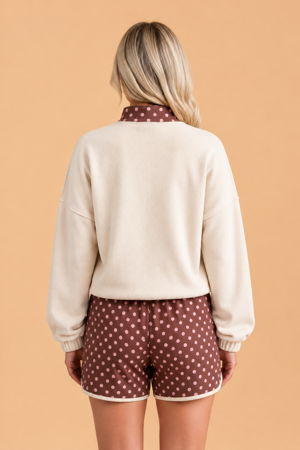 Polka Dot Patchwork Pullover & Shorts Set