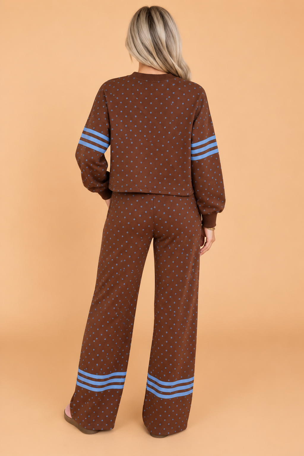 Polka Dot Varsity Stripe Top & Pants Set