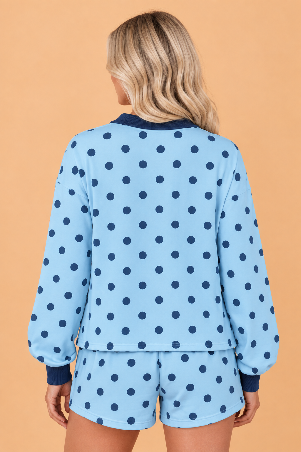 Polka Dot Colorblock Polo Top & Shorts Set