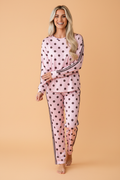 Polka Dot Side Stripe Long Sleeve Top & Pant Set