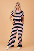 Stripe Short Sleeve Tee & Wide Leg Pants Set