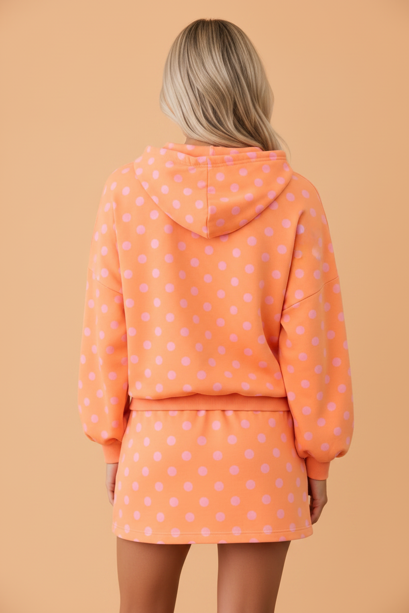 Polka Dot Hooded Top & Mini Skort Set