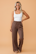 Polka Dot Drawstring Wide Leg Pants