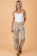 Boho Floral Patchwork Denim High Waist Jeans