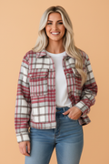 Plaid Flannel Snap Button Collared Jacket