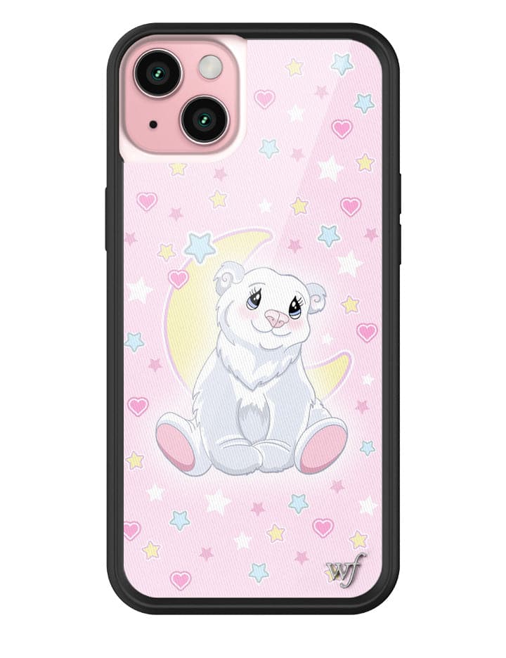 Polar Bear Princess Phone Case with Baby Pink Star Heart Print - Image 3